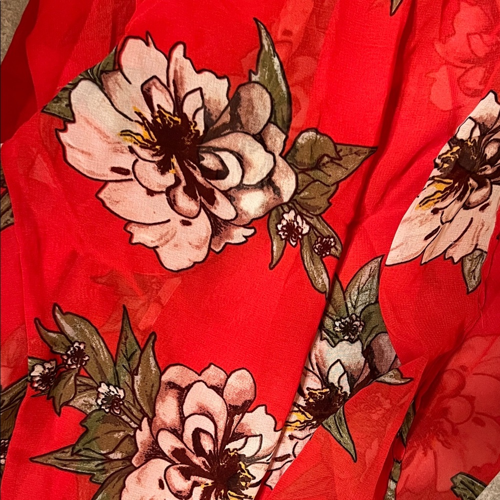 Red Floral Kimono Robe - Picture 4 of 4